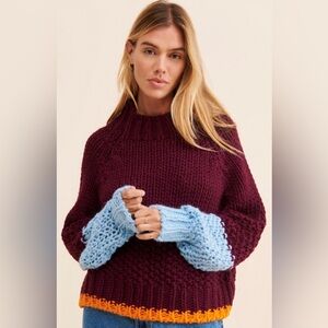 Dr Bloom Tamborito Chunky Knit Sweater Colorblock made in Italy SM EUC